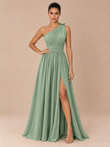 Augday Seraphina One Shoulder Pleated Chiffon Formal Dress
