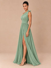 Augday Seraphina One Shoulder Pleated Chiffon Formal Dress