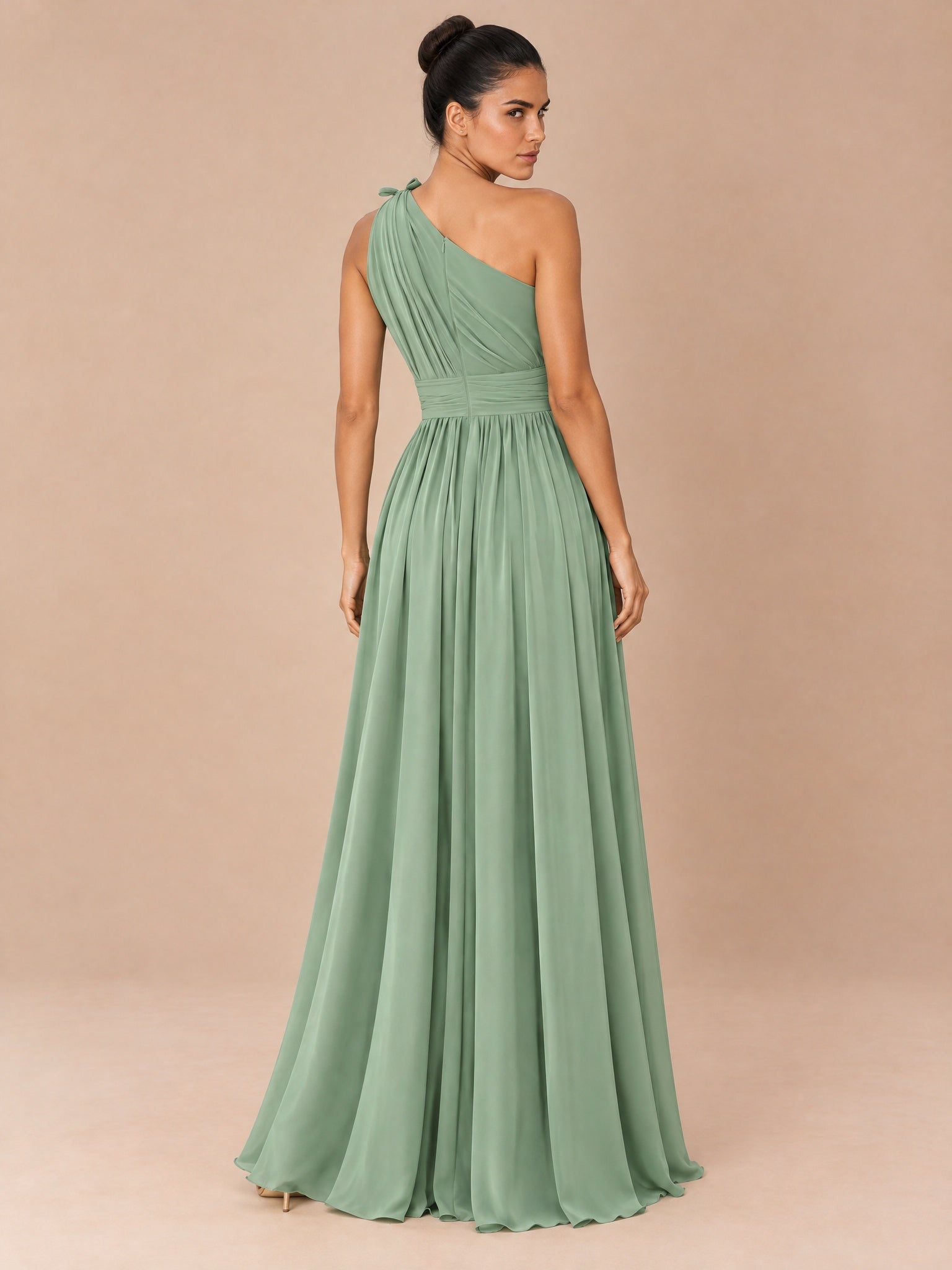 Augday Seraphina One Shoulder Pleated Chiffon Formal Dress