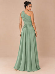Augday Seraphina One Shoulder Pleated Chiffon Formal Dress