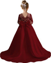 Augday Satin Flower Girl Dresses for Wedding Girls Princess Pageant First Communion Formal Dress UJR146