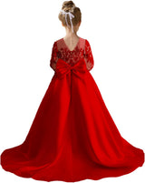 Augday Satin Flower Girl Dresses for Wedding Girls Princess Pageant First Communion Formal Dress