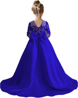 Augday Satin Flower Girl Dresses for Wedding Girls Princess Pageant First Communion Formal Dress