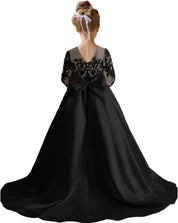 Augday Satin Flower Girl Dresses for Wedding Girls Princess Pageant First Communion Formal Dress UJR146