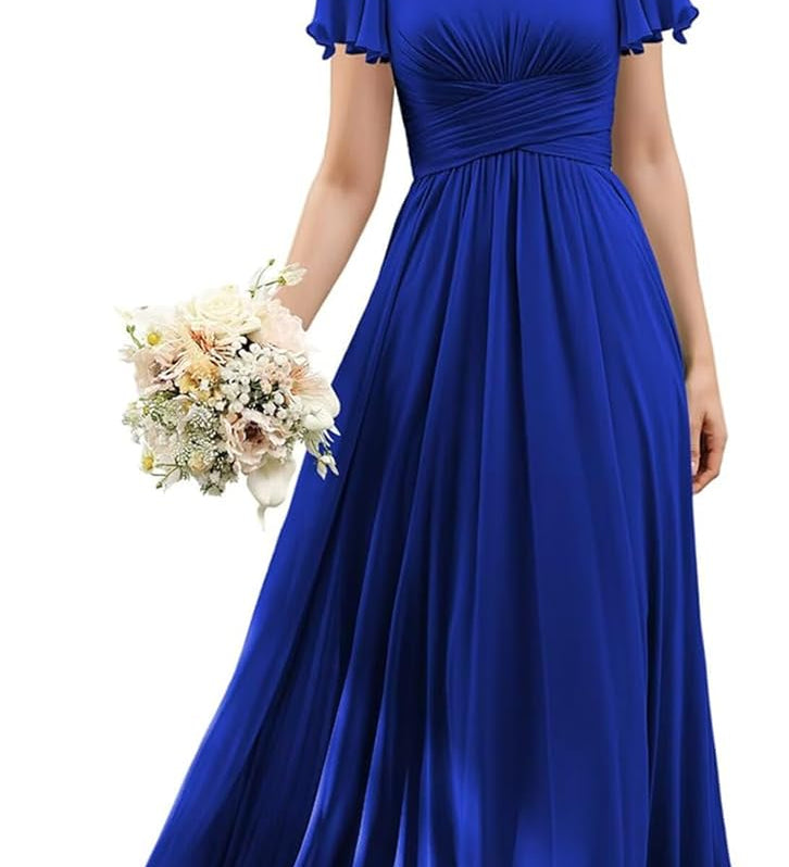 Flutter Sleeves Junior Bridesmaid Dress Square Neck Flower Girl Dresses with Ruffles A Line Wedding Party Gown