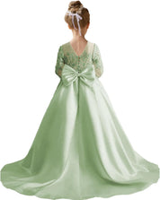 Augday Satin Flower Girl Dresses for Wedding Girls Princess Pageant First Communion Formal Dress UJR146