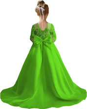 Augday Satin Flower Girl Dresses for Wedding Girls Princess Pageant First Communion Formal Dress UJR146