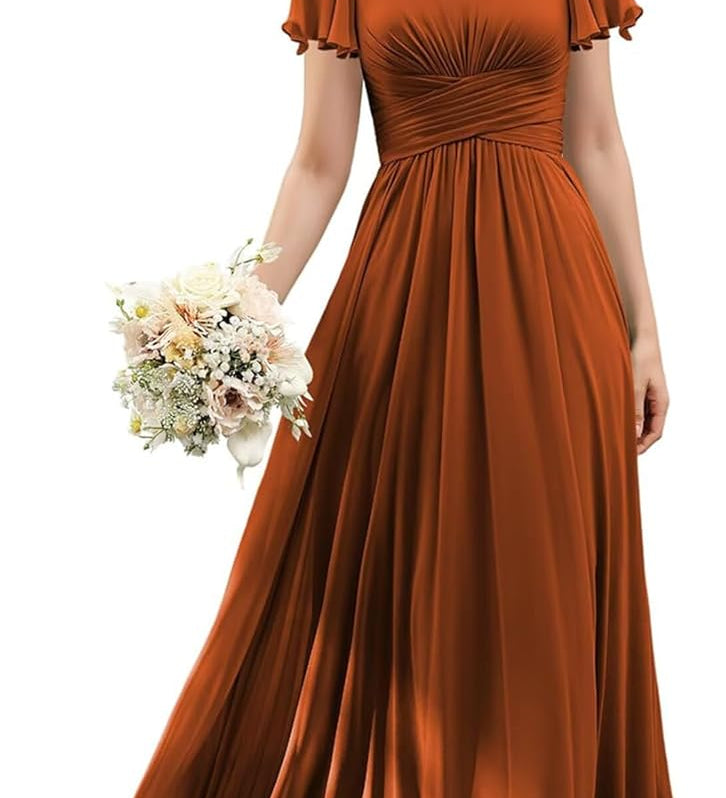 Flutter Sleeves Junior Bridesmaid Dress Square Neck Flower Girl Dresses with Ruffles A Line Wedding Party Gown