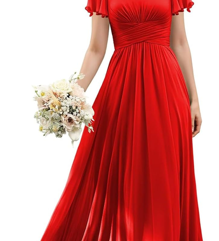 Flutter Sleeves Junior Bridesmaid Dress Square Neck Flower Girl Dresses with Ruffles A Line Wedding Party Gown