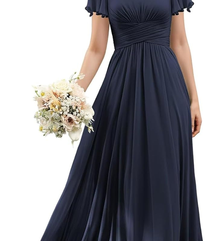 Flutter Sleeves Junior Bridesmaid Dress Square Neck Flower Girl Dresses with Ruffles A Line Wedding Party Gown