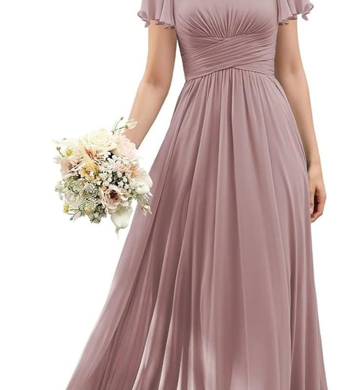 Flutter Sleeves Junior Bridesmaid Dress Square Neck Flower Girl Dresses with Ruffles A Line Wedding Party Gown