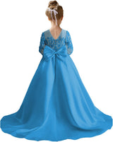 Augday Satin Flower Girl Dresses for Wedding Girls Princess Pageant First Communion Formal Dress