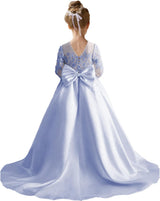 Augday Satin Flower Girl Dresses for Wedding Girls Princess Pageant First Communion Formal Dress