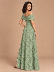 Augday Evelyn Floral Jacquard Asymmetric Maxi Dress