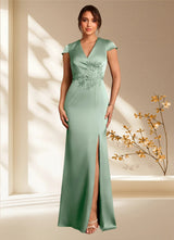 Augday Rilda Sheath Lace Stretch Satin Dress