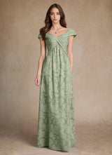 Augday Myrtle A-Line Pleated Floral Burnout Dress