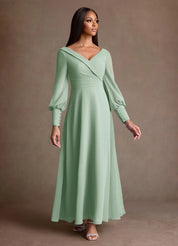 Augday Paterson A-Line Pleated Chiffon Dress