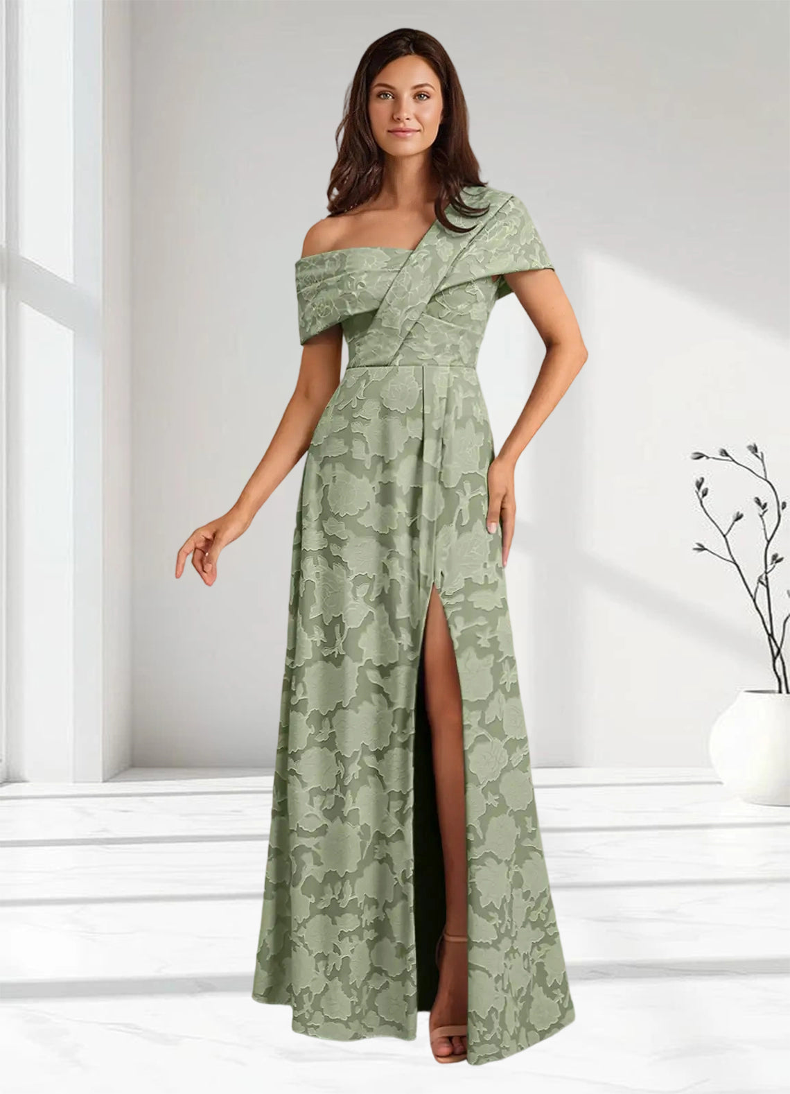 Augday Milton Milton A-Line Pleated Floral Burnout Dress