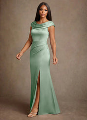 Augday Irvine A-Line Pleated Stretch Satin Dress
