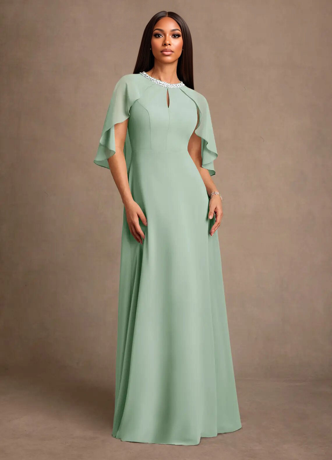 Augday Winnifred A-Line Beaded Chiffon Dress