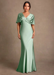 Augday Dosia Sheath Pleated Stretch Satin Dress