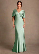 Augday Dosia Sheath Pleated Stretch Satin Dress