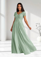 Augday Dunja A-Line V-Neck Lace Chiffon Dress
