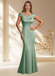 Augday Aberdeen Sheath Pleated Stretch Satin Dress