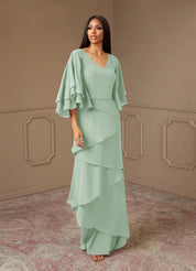 Augday OHara A-Line V-Neck Chiffon Dress