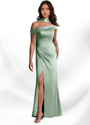 Augday Kamala Sheath One Shoulder Stretch Satin Dress