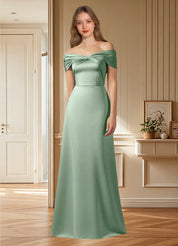 Augday Amelia A-Line Off the Shoulder Stretch Satin Dress