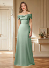 Augday Amelia A-Line Off the Shoulder Stretch Satin Dress