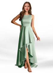 Augday Niles A-Line Trains Stretch Satin Dress