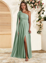 Augday Lancaster A-Line One Shoulder Chiffon Dress