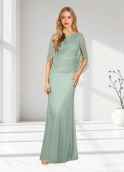 Augday Belladonna Mermaid Scoop Pleated Mesh Dress