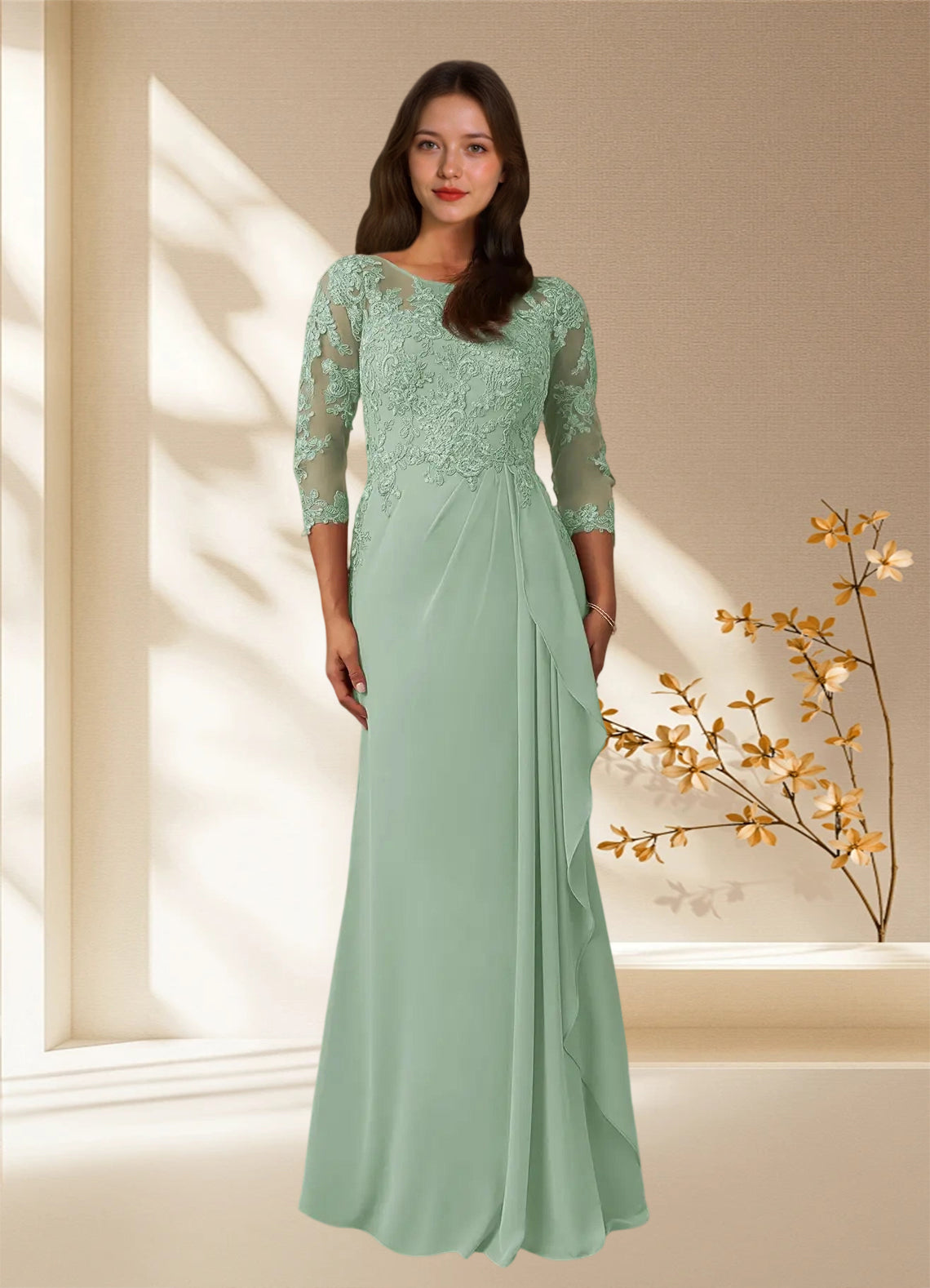 Augday Calanthe A-Line Scoop Chiffon Dress