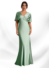 Augday Dosia Sheath Pleated Stretch Satin Dress