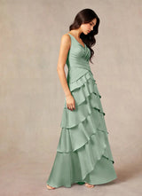 Augday Viola A-Line Pleated Stretch Satin Dress