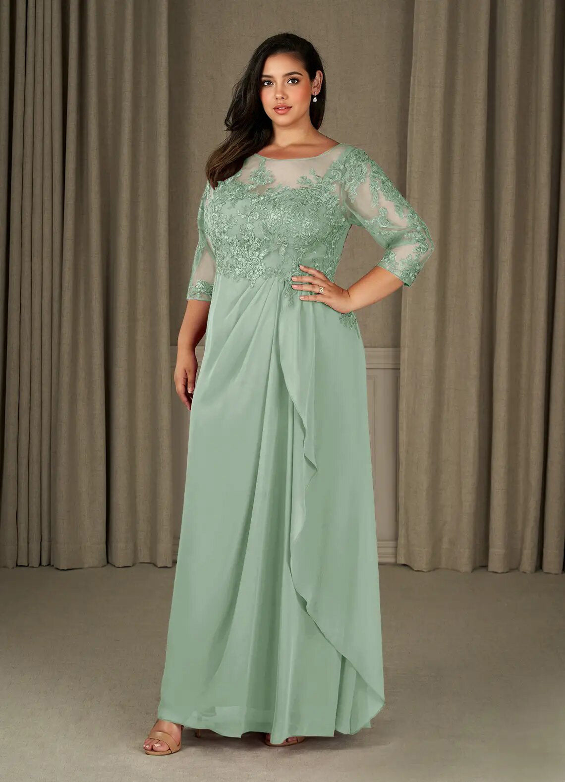Augday Calanthe A-Line Scoop Chiffon Dress Plus Size
