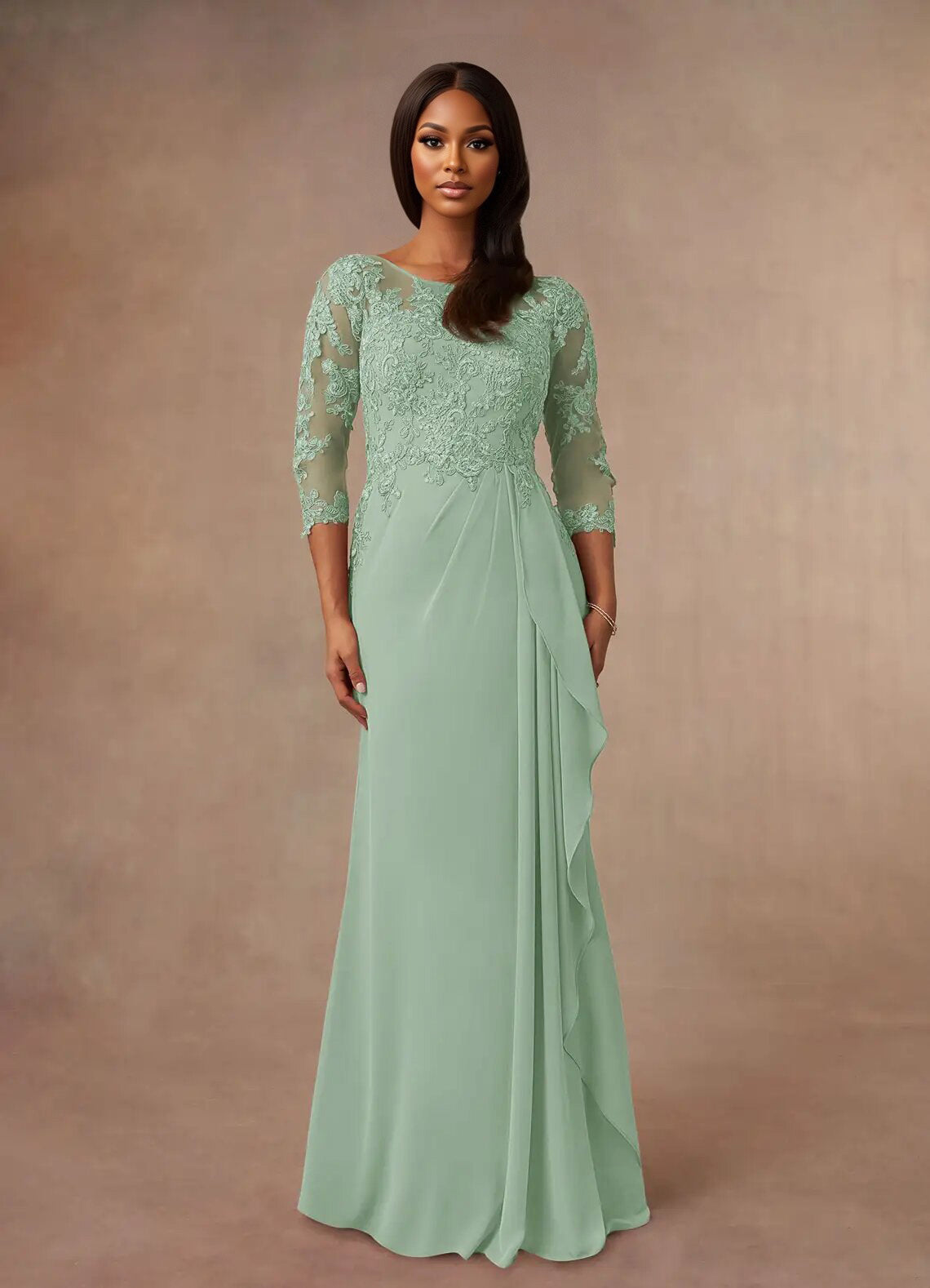 Augday Calanthe A-Line Scoop Chiffon Dress