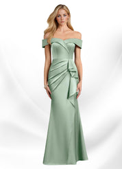 Augday Laredo Mermaid Off the Shoulder Stretch Satin Dress
