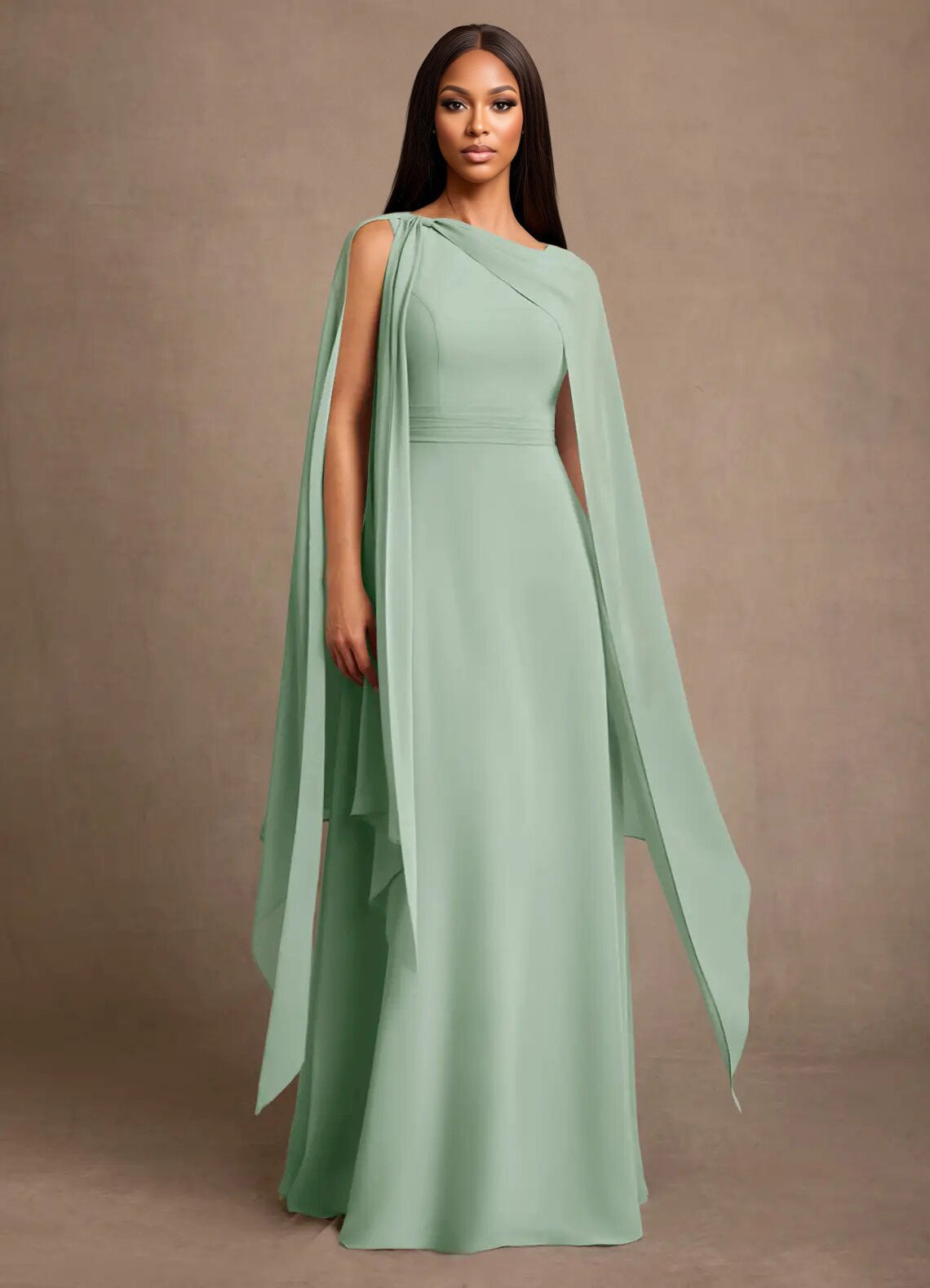Augday Liddie A-Line Pleated Chiffon Dress