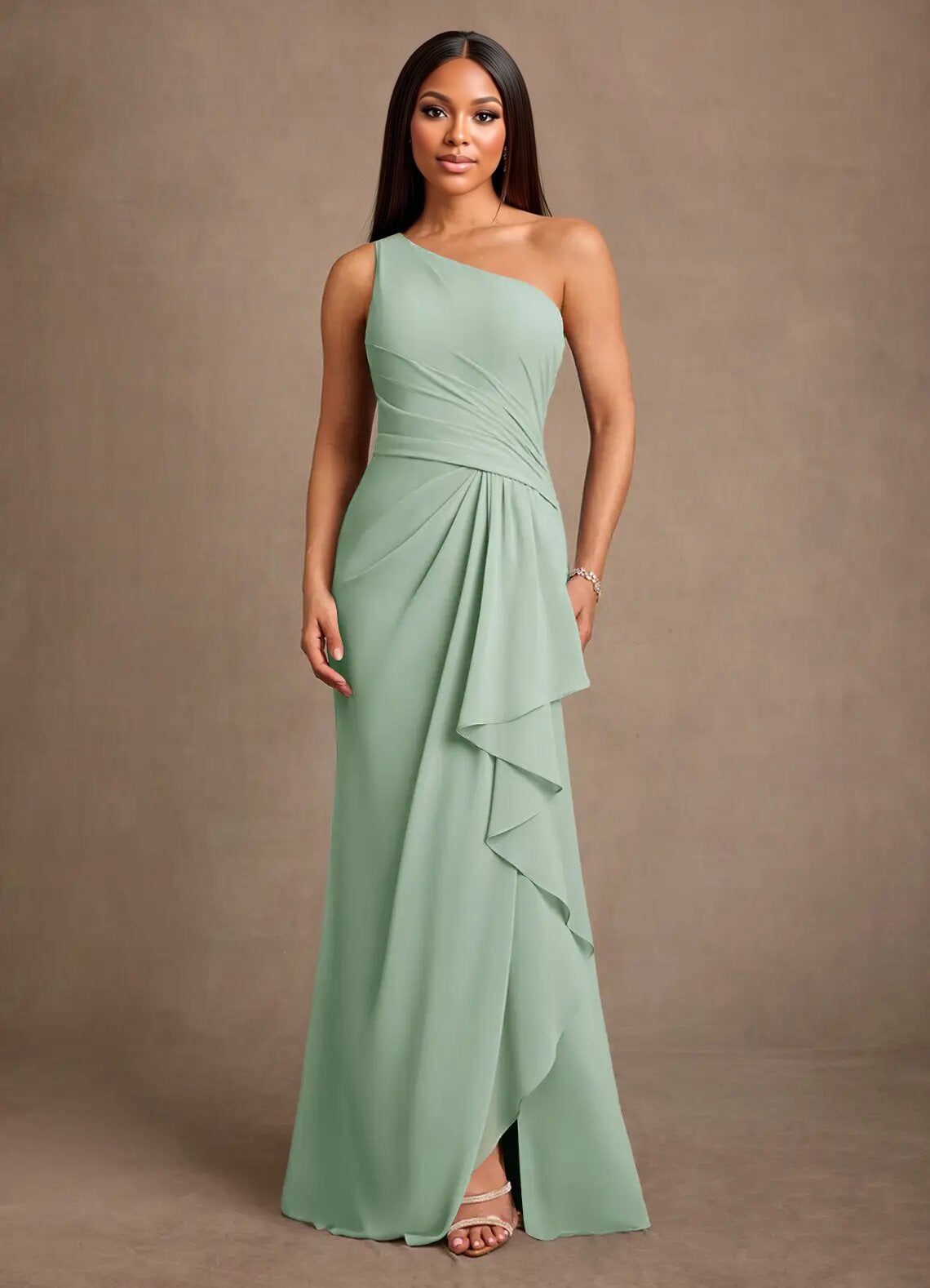Augday Floy Sheath One Shoulder Chiffon Dress
