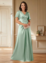 Augday Emmeline A-Line Pleated Stretch Satin Dress