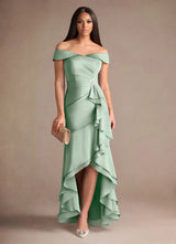 Augday Billings Mermaid Off the Shoulder Stretch Satin Dress