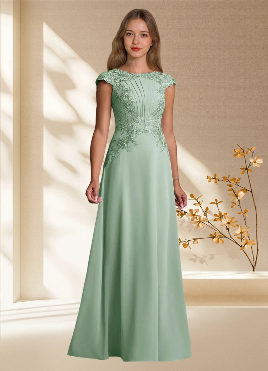 Augday Christi A-Line Lace Chiffon Dress