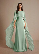 Augday Milfred Sheath Boatneck Stretch Satin Dress