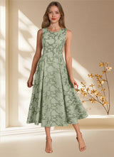 Augday Fulton A-Line Pleated Floral Burnout Dress