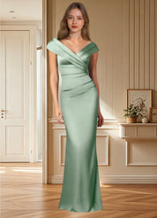 Augday Ludlow Mermaid Pleated Stretch Satin Dress