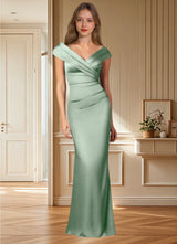 Augday Ludlow Mermaid Pleated Stretch Satin Dress